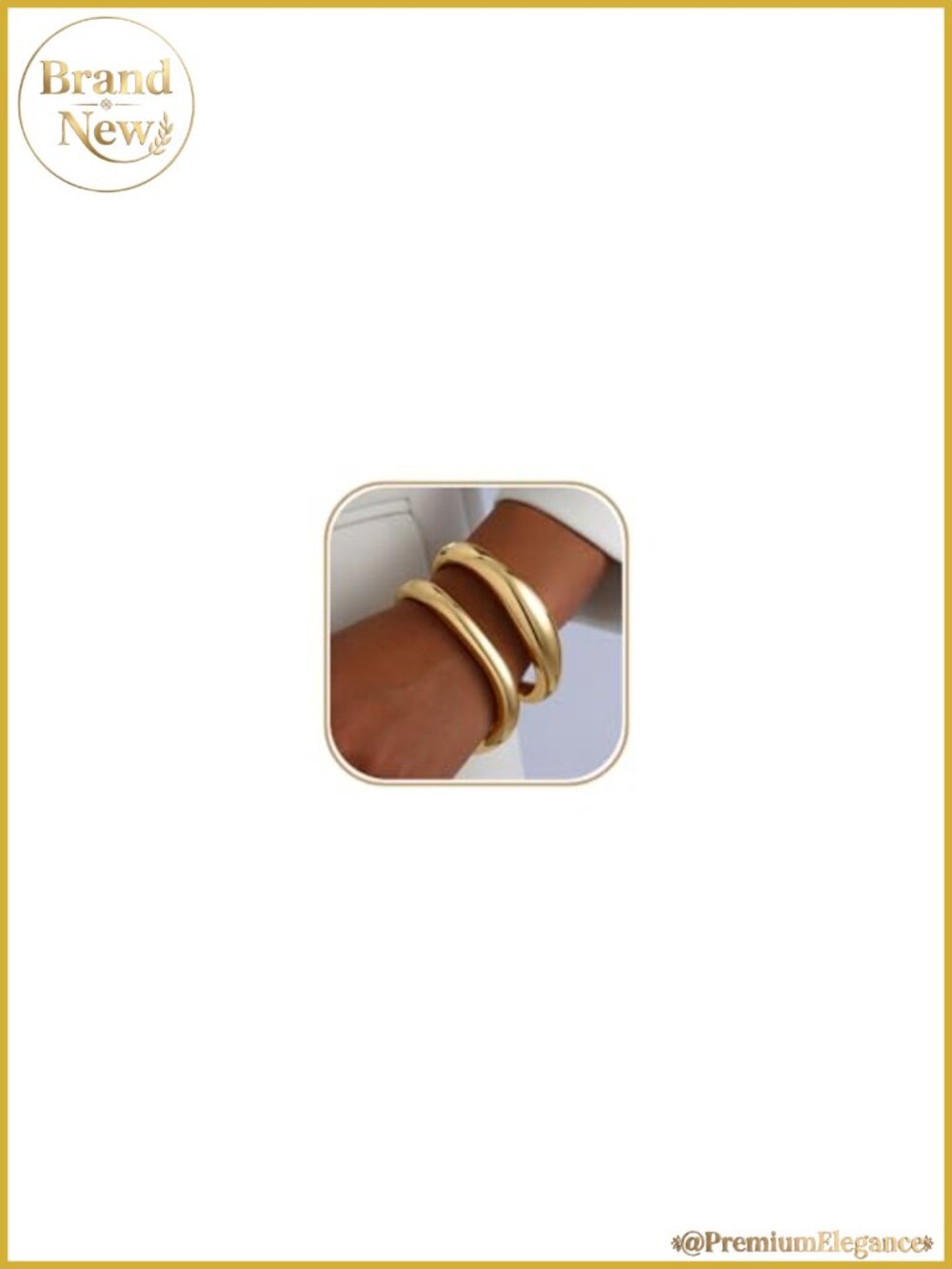 2pcs Gold Plated Bangle Set for Women, Hinged Cuff Open Wide Bracelets,